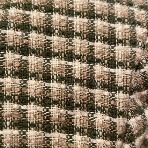 Jordan & Cole Womens Blazer w Ties to Cinch Waist / White, Green Tan Check / M - Picture 10 of 15